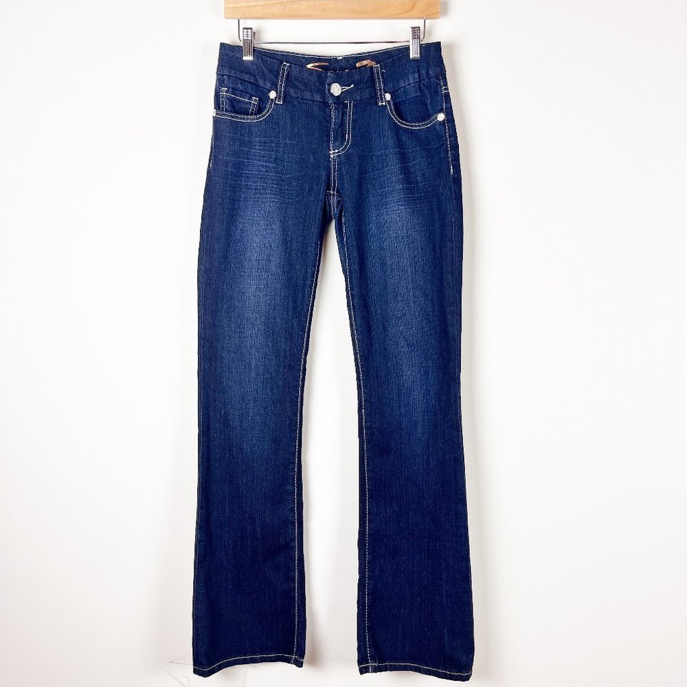 2/$30 7FAM Rhinestone Sequin Bootcut Jeans 27